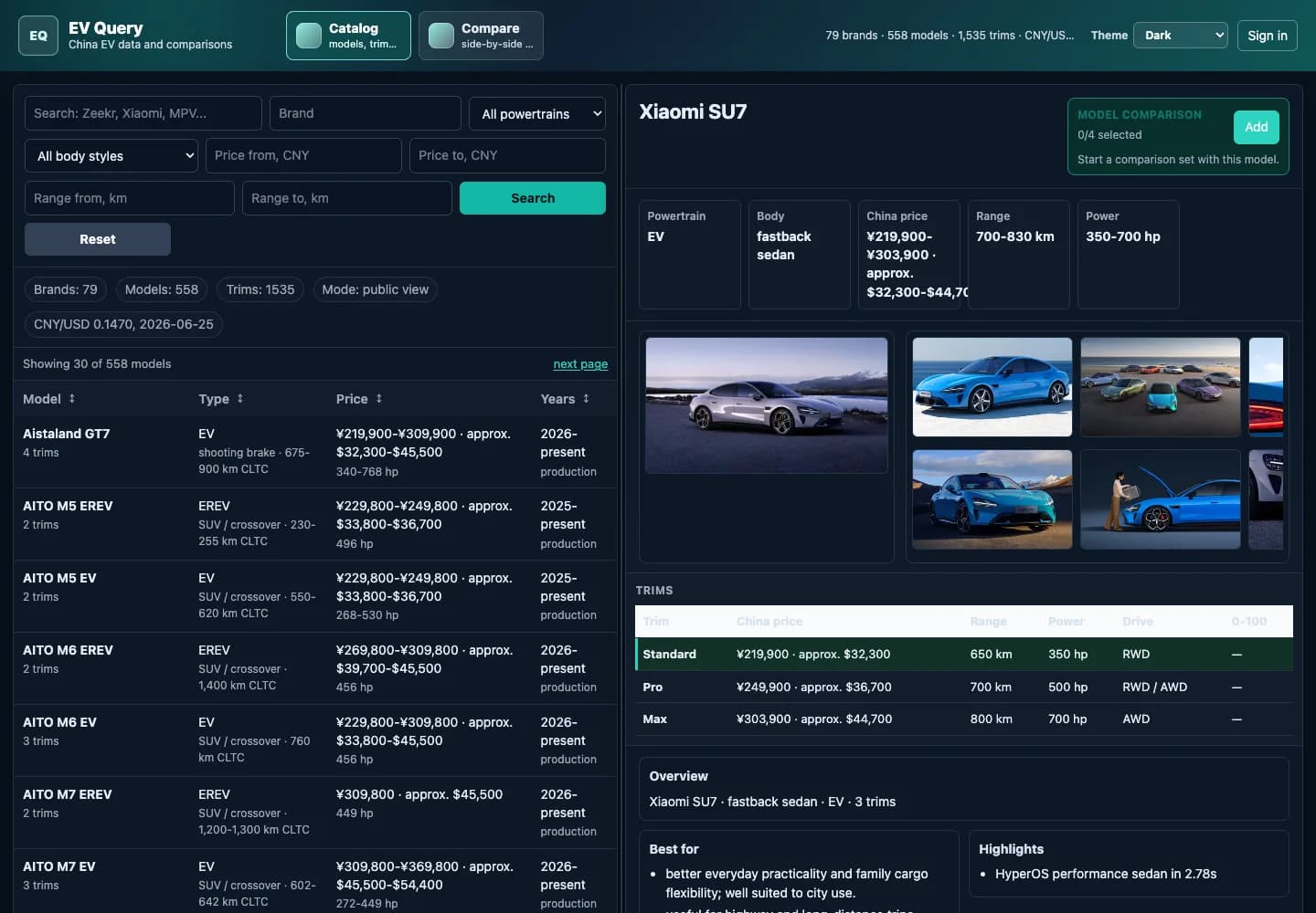 EVQuery.com: China EV Specs and Comparisons: media 1